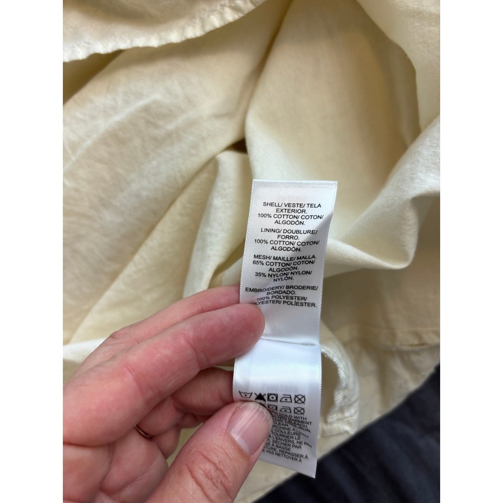 Lucky Brand Maxi Dress Cream Womens Large Embroidered Eyelet Tiered Open Back - Picture 11 of 13